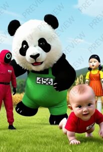Panda & Baby Squid Game AI Video