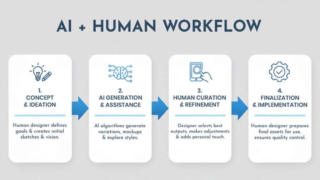 AI and human collaboration workflow in design studios 2025