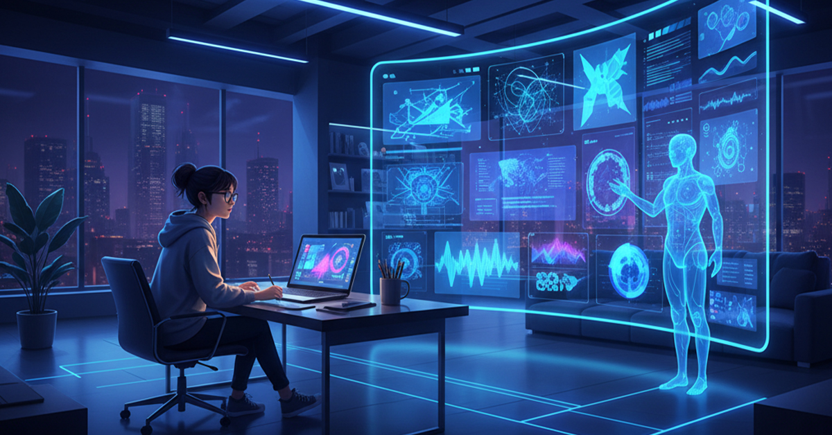 AI and human creativity working together in design studio